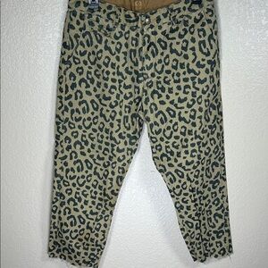 Royalty For Me Animal Print Straight Leg Jeans in olive and black.